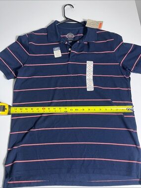 St. John's Bay Navy Polo with Pink Stripes